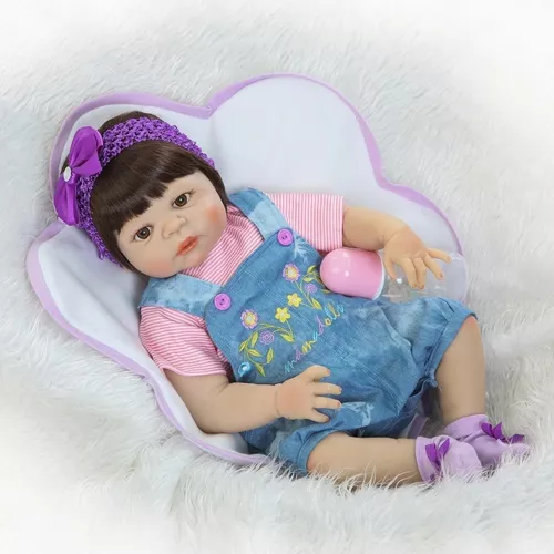 Bebe Reborn Menina 100% Silicone 55 Cm - Produto No Brasil