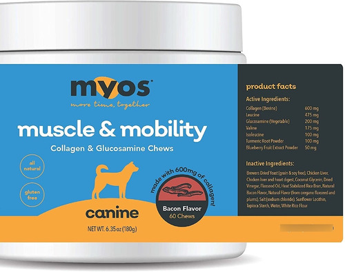 Myos Canine Muscle  Mobility Chews  Natural Collagen  Glucos