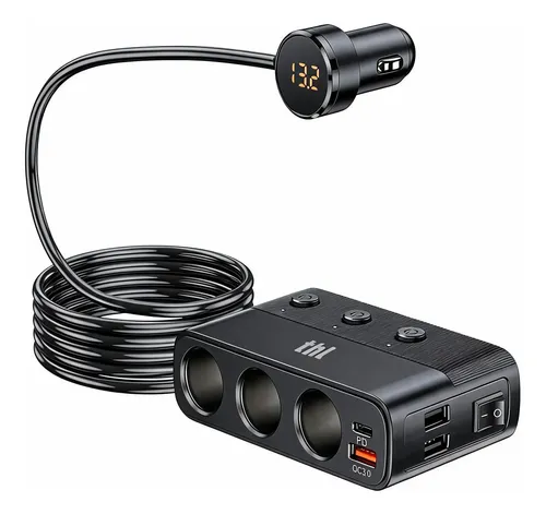 Carregador Veicular 3 Tomadas Usb/usb-c 12v Generic Preto