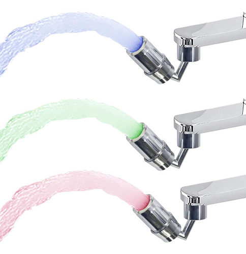 Grifo Led 3 Colores Giratorio Con Luz Corriente