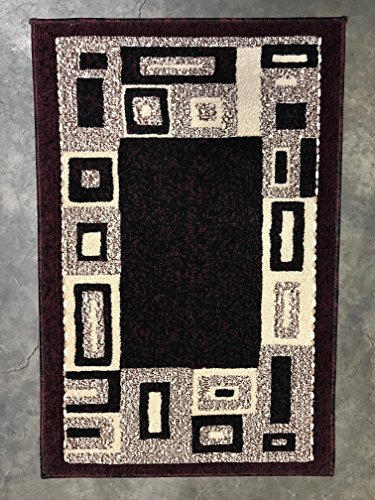 Alfombra 2x3 Pies - Modern Door Mat Area Rug Burgundy Americ