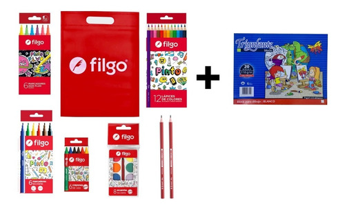 Kit Escolar Filgo Dibujo Primaria Arte + Block Regalo Fg 928