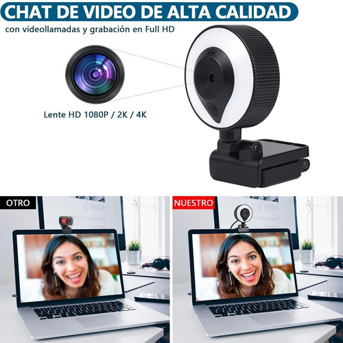 Imagen 5 de 10 de 2k Cámara Webcam Usb Con Micrófono Cámara Web Full Hd 1440p