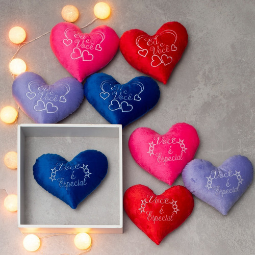 Corazón de felpa bordado, 28 x 22, frases apasionadas, color rosa, diseño de tela Mi corazón late rápido por ti