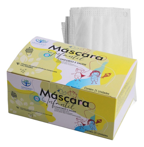 Imagem 1 de 1 de Mascara Cirurgica Tripla Descartavel Infantil Branca 25und