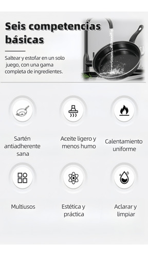 Bateria Sartén Antiadherente 13 Pcs Negras Bateria De Cocina