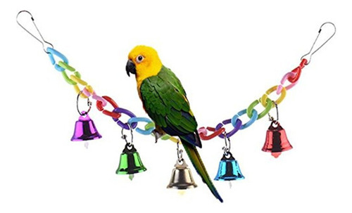 Bird Parrot Ringer Bells Toy Colorful Hanging Swing Bri...