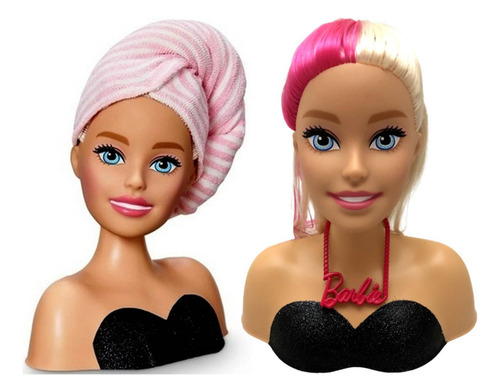Cabeça Busto Boneca Barbie Cabelos Para Pentear E Arrumar Styling Hair - Acompanha Acessórios - Salão De Beleza Profissões Quero Ser Cabeleireira - Pupee Brinquedos