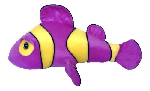 Peixe Wolder De Pelúcia Lilás E Amarelo 30 Cm Antialérgico