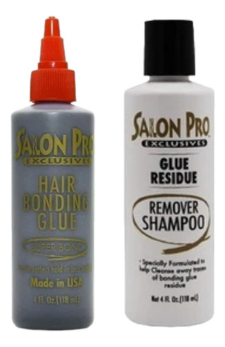 Salon Pro Pegamento Latex 4 Oz + Shampoo Removedor Color Negro