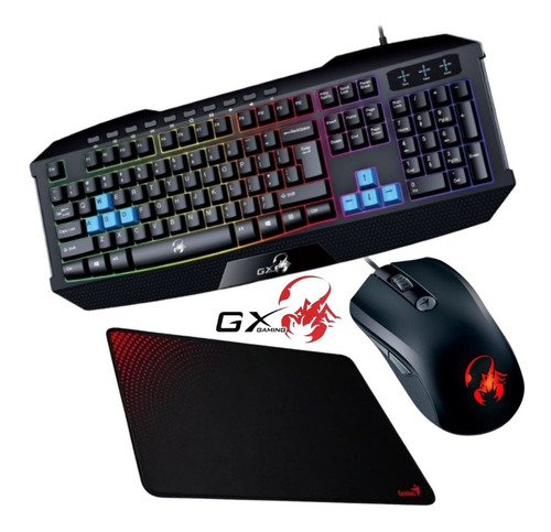 Combo Gamer Genius Scorpion Teclado K215 Mouse Xg-600 Y Pad