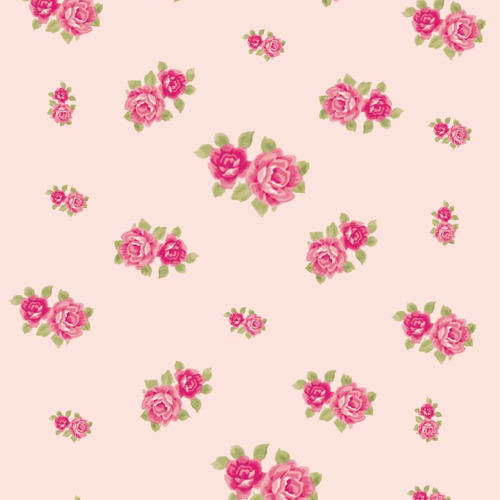 Papel De Parede Adesivo Lavável Rosas Com Fundo Rosê 9m