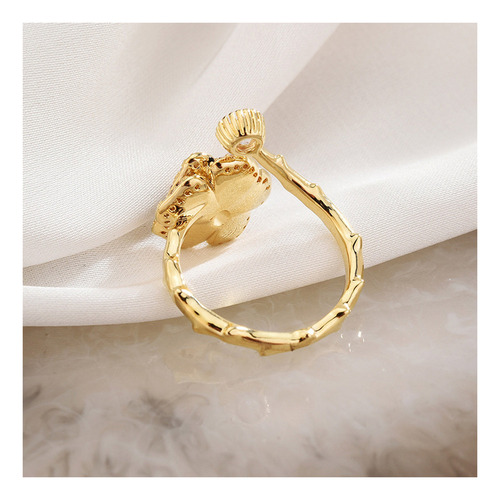M Anillo De Rosa Chapado En Oro De Cobre Puro Con