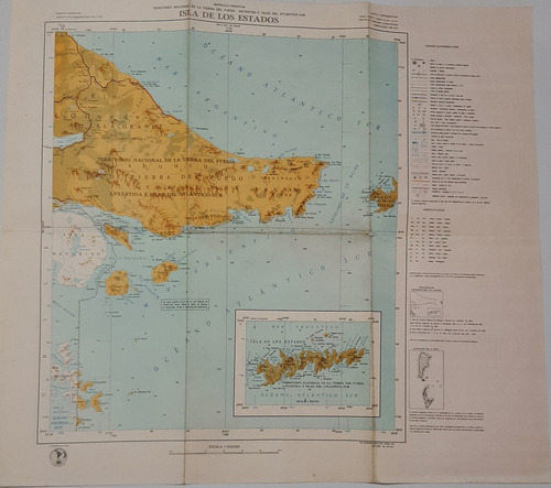 Antiguo Mapa Tierra Del Fuego Isla De Los Estados1971 Ro 395