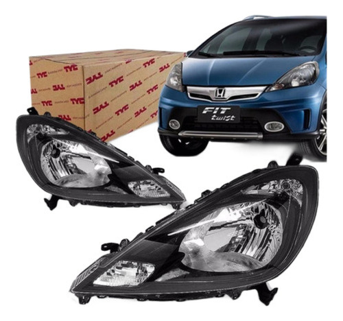 Par Farol Honda New Fit Twist 13 A 2015 Máscara Negra Tyc Rf