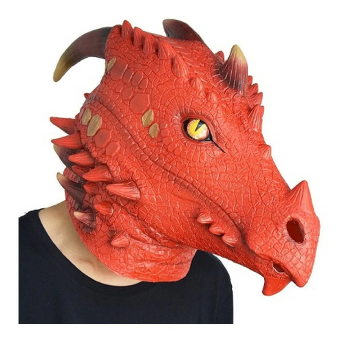 Imagen 1 de 9 de Mascara Dragon Rojo Halloween Latex