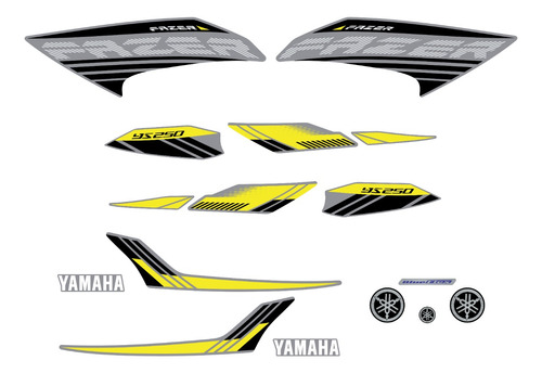 Kit Adesivos Yamanha Fazer 250 Blue Flex 2016 Cinza 10654