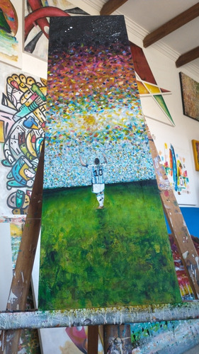 Cuadro Original Acrílicos Lienzo Pintado A Mano Messi