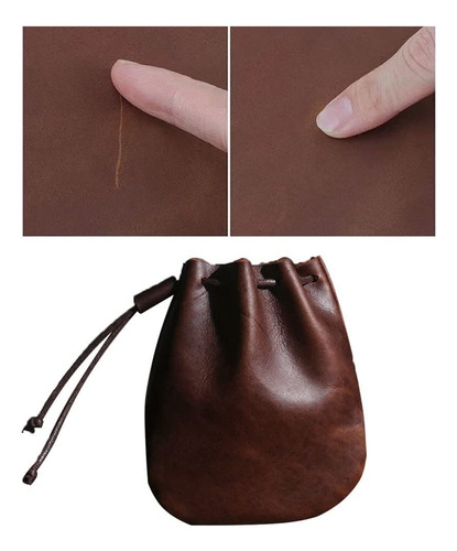 Mini Monedero De Cuero Con Cordón, Bolso De Monedas