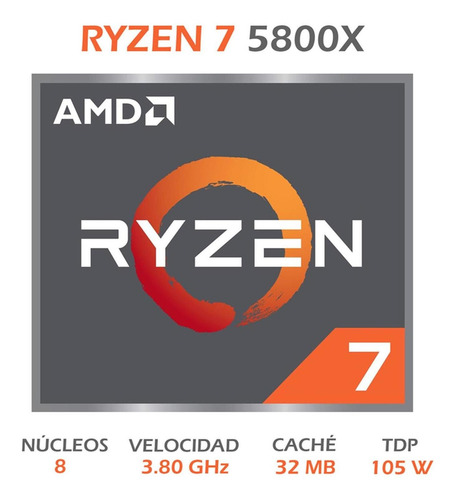 Procesador Amd Ryzen 7 5800x 3.8ghz 8 Core Am4 100-000000063