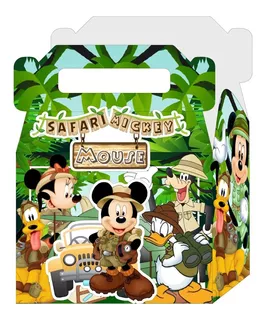 10 Caixas Maleta Mickey Safari E Aplique 3d - Lembrancinha