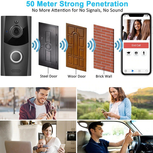 Imagen 4 de 8 de Portero Visor Timbre Inalambrico Wifi Camara Hd720 Exterior
