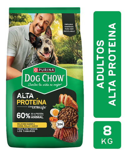 Dog Chow Alta Proteína 8kg Alimento Para Perro