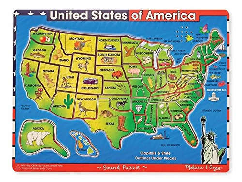 Melissa & Doug Ee.uu. Mapa Puzzle De Sonido - Rompecabezas D