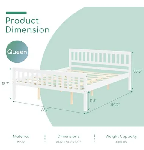 Cama Queen Airdown, Estructura De Madera Sin Box Spring, Rus