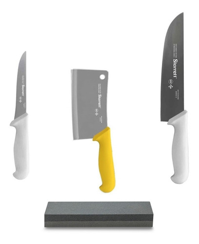 Imagen 1 de 6 de Combo Carnicero Cuchillo Deshuese Hacha + Piedra -starrett