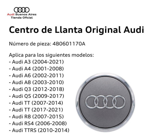 Centro De Llanta Audi Tt 2007 Al 2018