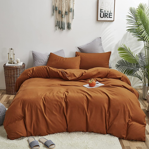Wellboo Edredon Naranja Calabaza Juego De Cama Matrimonial