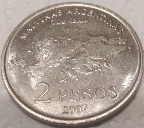 Moneda Malvinas Argentinas 2007 2 Pesos Usada S. Circular.