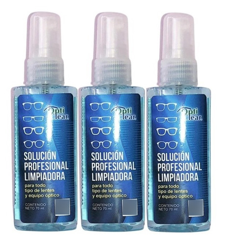 3 Soluciones Limpiadora Para Lentes Opticlear 70ml