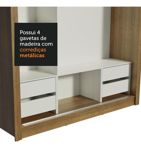 Ropero Closet Madesa Lyon Plus 3 Puertas 4 Cajones Marrón