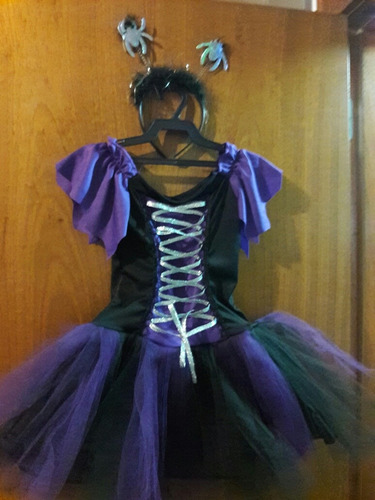  Vestido De Bruxinha E Acessório 3 A 5 Anos Halloween