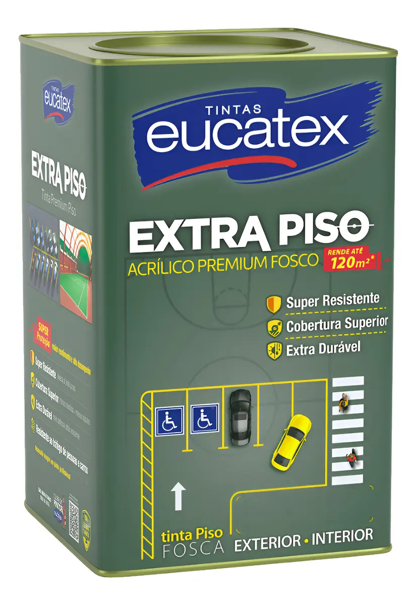 Tinta Eucatex Extra Piso Premium 18 Acabamento Fosco Cor Amarelo Demarcação | Lata 18 Litros