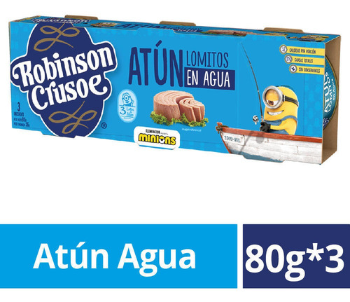 Atún Lomitos Agua Tripack Robinson Crusoe 3 X 80gr