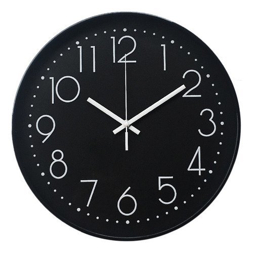 Reloj De Pared 30 Cm Diámetro Silencioso Negro Y Blanco