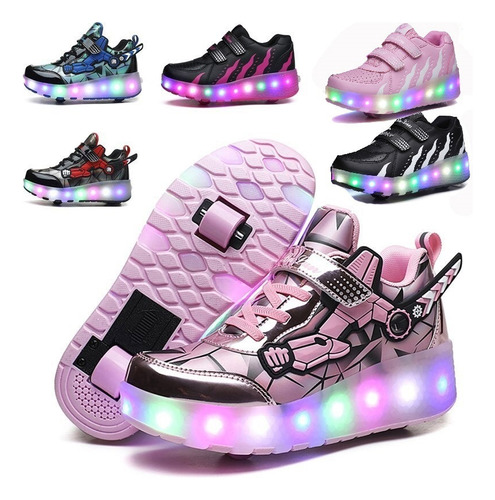 Zapatos De Luces Led Para Niños, Tenis Con Ruedas