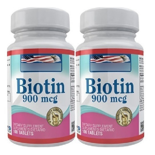 2 Biotina 900mcg 100 Caplets - Unidad a $850