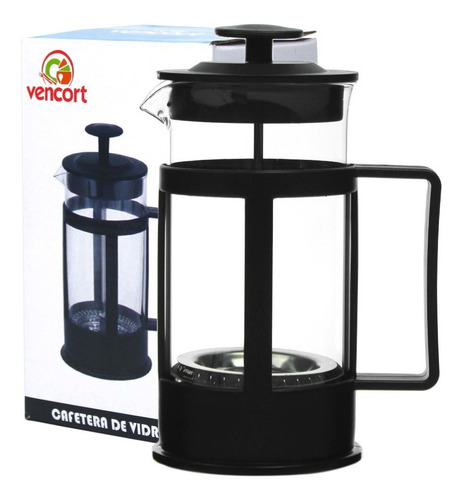 Cafetera De Prensa Francesa De Vidrio 350ml Color Negro