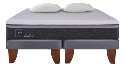 Cama Europea King Cic Ortopedic Advance + Almohadas Gris