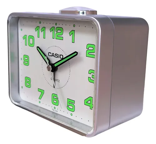 Relógio Despertador Casio Grande Tq-218 Cor Prata | Parcelamento