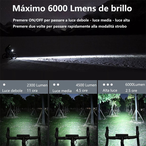 Luz Recargable Impermeable 4000mah Para Bicicleta 8 Led
