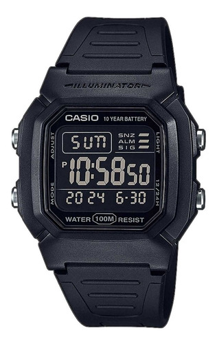 Reloj Casio  W-800h-1bv, Black, Natacion, Snorkel, Alarma 