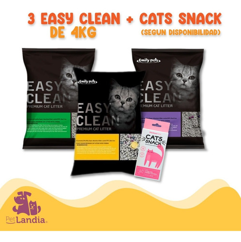 Imagen 1 de 10 de Pack De Arenas  Easy Clean 12 Kg Para Gatos + Snack Gratis