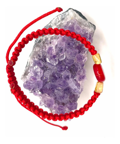 Pulsera Roja Bebe Ambar Ojo Turco Ajustable 10 Cm Protección