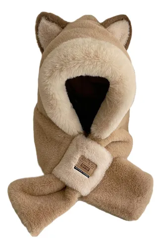 2 Bufanda Con Capucha De Felpa, Sombrero De Invierno, Caqui