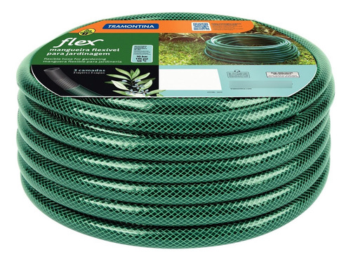 Mangueira Flex Verde Em Pvc Com 3 Camadas Distintas 30m Tram